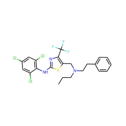 CCCN(CCc1ccccc1)Cc1sc(Nc2c(Cl)cc(Cl)cc2Cl)nc1C(F)(F)F ZINC000028330477