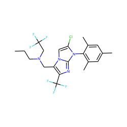 CCCN(Cc1c(C(F)(F)F)nc2n(-c3c(C)cc(C)cc3C)c(Cl)cn12)CC(F)(F)F ZINC000049035174