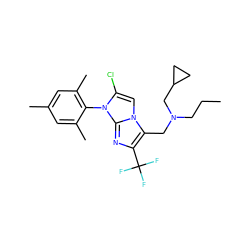 CCCN(Cc1c(C(F)(F)F)nc2n(-c3c(C)cc(C)cc3C)c(Cl)cn12)CC1CC1 ZINC000049050210