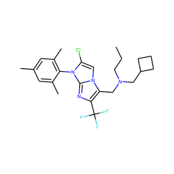 CCCN(Cc1c(C(F)(F)F)nc2n(-c3c(C)cc(C)cc3C)c(Cl)cn12)CC1CCC1 ZINC000049035289