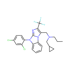 CCCN(Cc1c(C(F)(F)F)nc2n(-c3ccc(Cl)cc3Cl)c3ccccc3n12)CC1CC1 ZINC000028461211