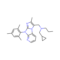 CCCN(Cc1c(C)nc2n(-c3c(C)cc(C)cc3C)c3ncccc3n12)CC1CC1 ZINC000028903417