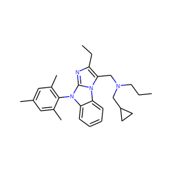 CCCN(Cc1c(CC)nc2n(-c3c(C)cc(C)cc3C)c3ccccc3n12)CC1CC1 ZINC000028460310