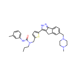 CCCN(Cc1ccc(-c2[nH]nc3c2Cc2cc(CN4CCN(C)CC4)ccc2-3)s1)C(=O)Nc1cccc(C)c1 ZINC000036338821