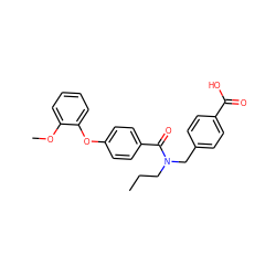 CCCN(Cc1ccc(C(=O)O)cc1)C(=O)c1ccc(Oc2ccccc2OC)cc1 ZINC000584598225