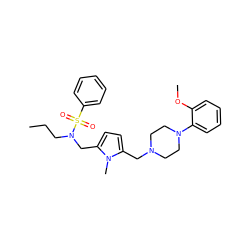 CCCN(Cc1ccc(CN2CCN(c3ccccc3OC)CC2)n1C)S(=O)(=O)c1ccccc1 ZINC000013743861