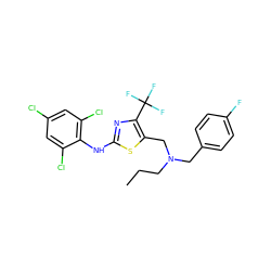 CCCN(Cc1ccc(F)cc1)Cc1sc(Nc2c(Cl)cc(Cl)cc2Cl)nc1C(F)(F)F ZINC000028138106