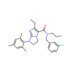 CCCN(Cc1cccc(F)c1)C(=O)c1c(CC)nc2n1CCN2c1c(C)cc(C)cc1C ZINC000028331727