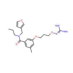 CCCN(Cc1ccoc1)C(=O)c1cc(C)cc(OCCCON=C(N)N)c1 ZINC000027205498