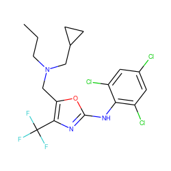 CCCN(Cc1oc(Nc2c(Cl)cc(Cl)cc2Cl)nc1C(F)(F)F)CC1CC1 ZINC000013587350