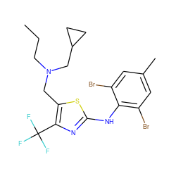 CCCN(Cc1sc(Nc2c(Br)cc(C)cc2Br)nc1C(F)(F)F)CC1CC1 ZINC000027321685