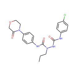 CCCN(NC(=O)Nc1ccc(Cl)cc1)C(=O)Nc1ccc(N2CCOCC2=O)cc1 ZINC000003815611