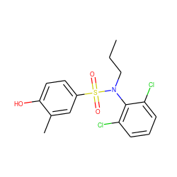 CCCN(c1c(Cl)cccc1Cl)S(=O)(=O)c1ccc(O)c(C)c1 ZINC000028568710