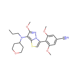 CCCN(c1c(OC)nn2c(-c3c(OC)cc(C#N)cc3OC)csc12)C1CCOCC1 ZINC000095580399