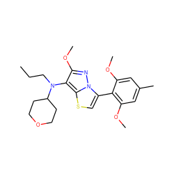 CCCN(c1c(OC)nn2c(-c3c(OC)cc(C)cc3OC)csc12)C1CCOCC1 ZINC000096172537