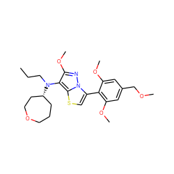 CCCN(c1c(OC)nn2c(-c3c(OC)cc(COC)cc3OC)csc12)[C@@H]1CCCOCC1 ZINC000096172560