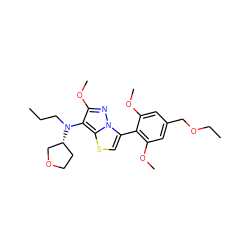 CCCN(c1c(OC)nn2c(-c3c(OC)cc(COCC)cc3OC)csc12)[C@@H]1CCOC1 ZINC000096172575