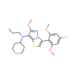 CCCN(c1c(OC)nn2c(-c3c(OC)cc(Cl)cc3OC)csc12)C1CCOCC1 ZINC000096172557