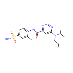 CCCN(c1cc(C(=O)Nc2ccc(S(N)(=O)=O)cc2C)ncn1)C(C)C ZINC000143229962