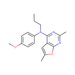 CCCN(c1ccc(OC)cc1)c1nc(C)nc2oc(C)cc12 ZINC000169326750