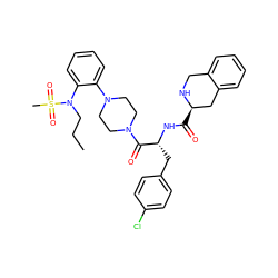 CCCN(c1ccccc1N1CCN(C(=O)[C@@H](Cc2ccc(Cl)cc2)NC(=O)[C@@H]2Cc3ccccc3CN2)CC1)S(C)(=O)=O ZINC000014191332