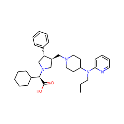 CCCN(c1ccccn1)C1CCN(C[C@H]2CN([C@@H](C(=O)O)C3CCCCC3)C[C@@H]2c2ccccc2)CC1 ZINC000027434606