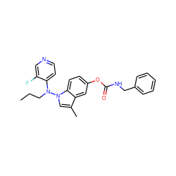 CCCN(c1ccncc1F)n1cc(C)c2cc(OC(=O)NCc3ccccc3)ccc21 ZINC000029390289