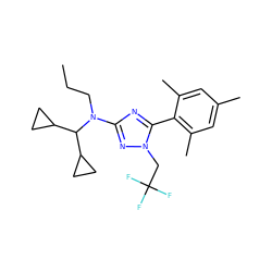 CCCN(c1nc(-c2c(C)cc(C)cc2C)n(CC(F)(F)F)n1)C(C1CC1)C1CC1 ZINC000026848627