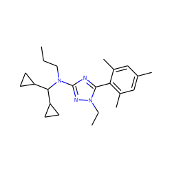 CCCN(c1nc(-c2c(C)cc(C)cc2C)n(CC)n1)C(C1CC1)C1CC1 ZINC000026936689