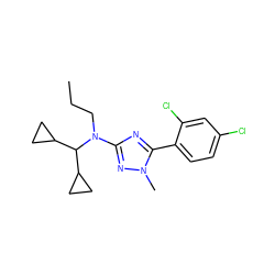 CCCN(c1nc(-c2ccc(Cl)cc2Cl)n(C)n1)C(C1CC1)C1CC1 ZINC000013610619