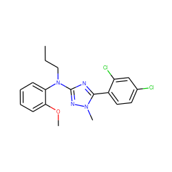 CCCN(c1nc(-c2ccc(Cl)cc2Cl)n(C)n1)c1ccccc1OC ZINC000026850707