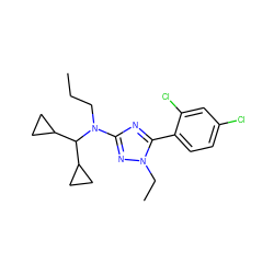 CCCN(c1nc(-c2ccc(Cl)cc2Cl)n(CC)n1)C(C1CC1)C1CC1 ZINC000013610621