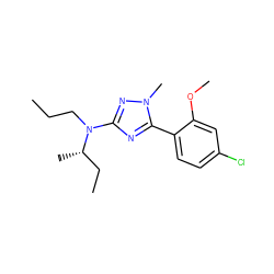 CCCN(c1nc(-c2ccc(Cl)cc2OC)n(C)n1)[C@@H](C)CC ZINC000013610640