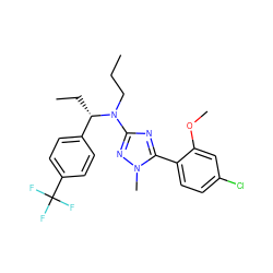 CCCN(c1nc(-c2ccc(Cl)cc2OC)n(C)n1)[C@@H](CC)c1ccc(C(F)(F)F)cc1 ZINC000013610681