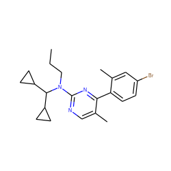 CCCN(c1ncc(C)c(-c2ccc(Br)cc2C)n1)C(C1CC1)C1CC1 ZINC000026182255