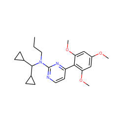 CCCN(c1nccc(-c2c(OC)cc(OC)cc2OC)n1)C(C1CC1)C1CC1 ZINC000000840088