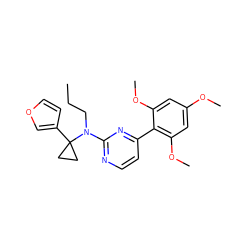 CCCN(c1nccc(-c2c(OC)cc(OC)cc2OC)n1)C1(c2ccoc2)CC1 ZINC000026176366