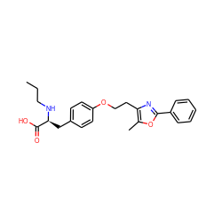 CCCN[C@@H](Cc1ccc(OCCc2nc(-c3ccccc3)oc2C)cc1)C(=O)O ZINC000001902774