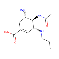 CCCN[C@@H]1C=C(C(=O)O)C[C@H](N)[C@H]1NC(C)=O ZINC000014944911