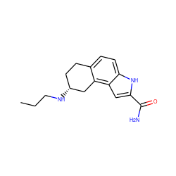 CCCN[C@@H]1CCc2ccc3[nH]c(C(N)=O)cc3c2C1 ZINC000013832096