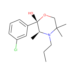 CCCN1[C@@H](C)[C@](O)(c2cccc(Cl)c2)OCC1(C)C ZINC000071329888