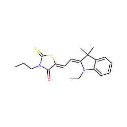 CCCN1C(=O)/C(=C/C=C2\N(CC)c3ccccc3C2(C)C)SC1=S ZINC000033926873