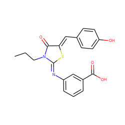 CCCN1C(=O)/C(=C/c2ccc(O)cc2)S/C1=N\c1cccc(C(=O)O)c1 ZINC000096282972