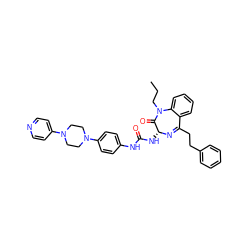 CCCN1C(=O)[C@@H](NC(=O)Nc2ccc(N3CCN(c4ccncc4)CC3)cc2)N=C(CCc2ccccc2)c2ccccc21 ZINC000029481026