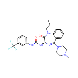 CCCN1C(=O)[C@@H](NC(=O)Nc2cccc(C(F)(F)F)c2)N=C(N2CCN(C)CC2)c2ccccc21 ZINC000095541852