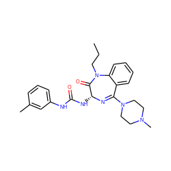 CCCN1C(=O)[C@@H](NC(=O)Nc2cccc(C)c2)N=C(N2CCN(C)CC2)c2ccccc21 ZINC000026822606