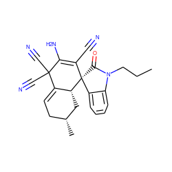 CCCN1C(=O)[C@]2(C(C#N)=C(N)C(C#N)(C#N)C3=CC[C@@H](C)C[C@H]32)c2ccccc21 ZINC000004103627