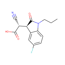 CCCN1C(=O)[C@H]([C@@H](C#N)C(=O)O)c2cc(F)ccc21 ZINC000013494120