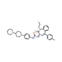 CCCN1C(=O)[C@H](NC(=O)Nc2ccc(N3CCC(N4CCCCC4)CC3)cc2)N=C(c2ccc(C)cc2)c2ccccc21 ZINC000029484123