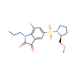 CCCN1C(=O)C(=O)c2cc(S(=O)(=O)N3CCC[C@H]3COC)cc(I)c21 ZINC000299831236